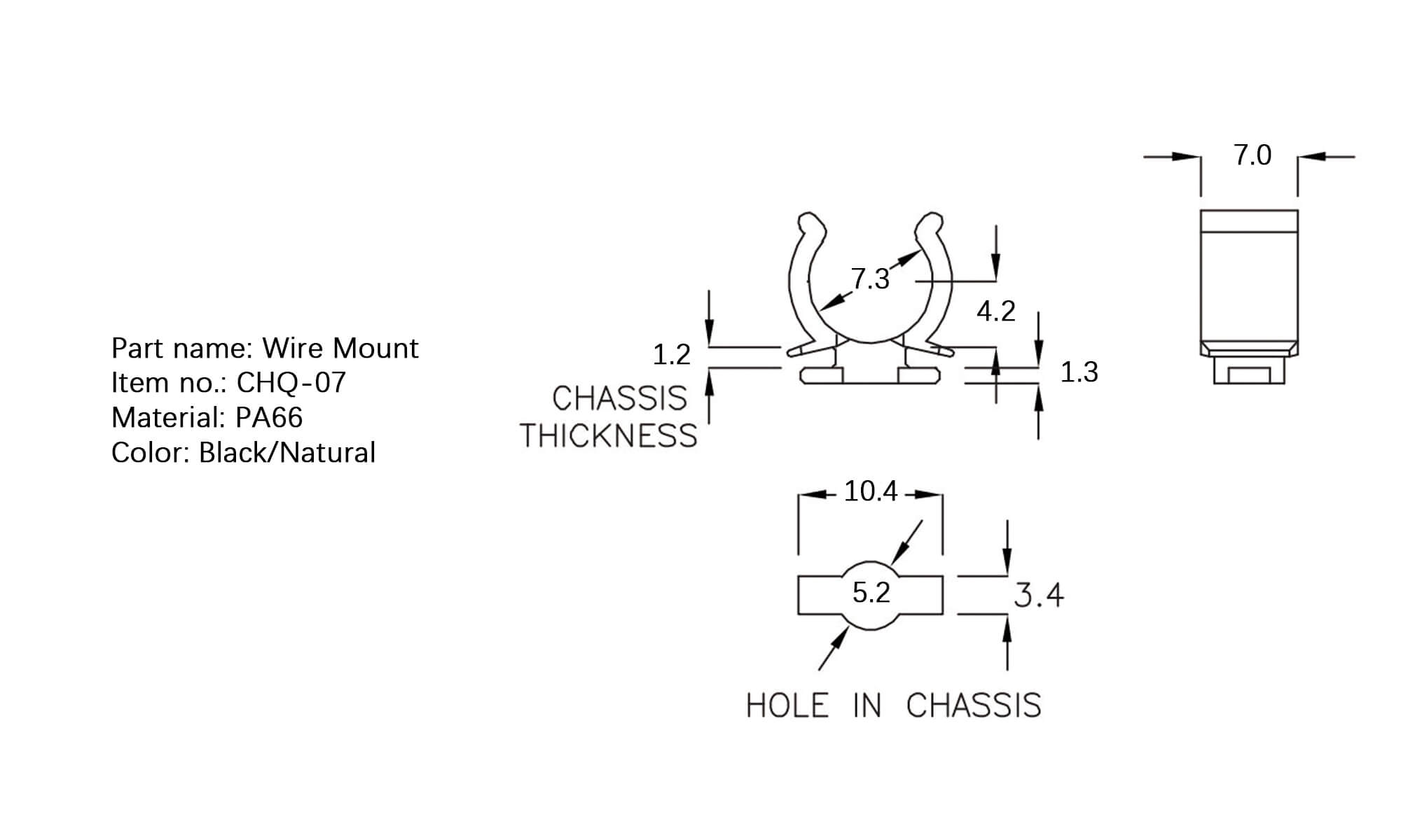 Plastic Wire Mount CHQ-07